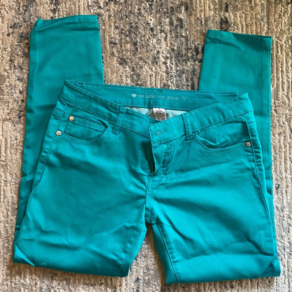 Celebrity Pink Teal blue slacks/jeans sz 7 NEW